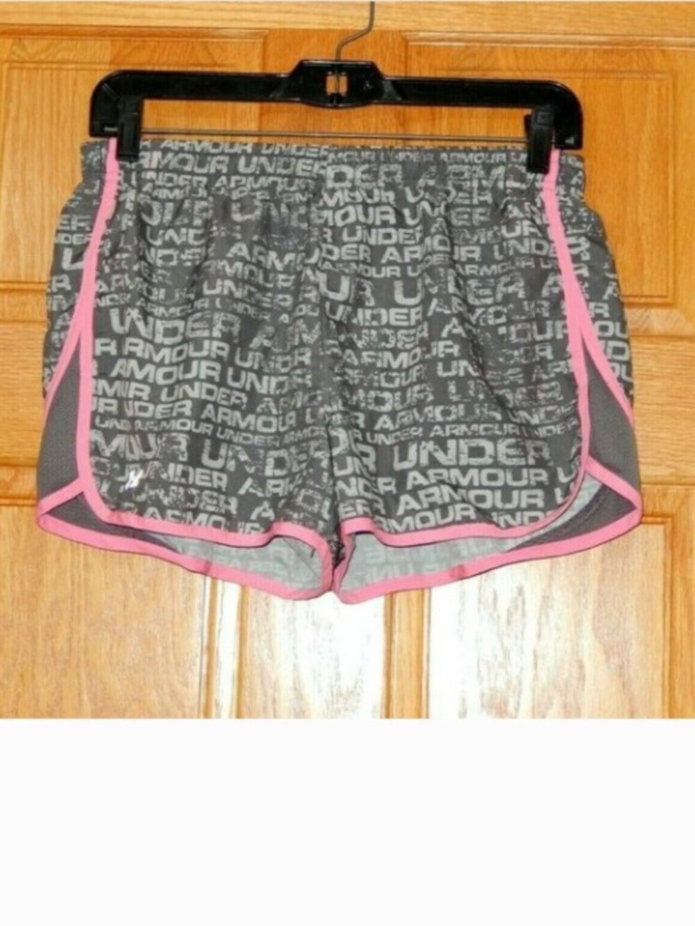Under Armour Shorts HeatGear with Panty Logo Print Gray Pink Medium